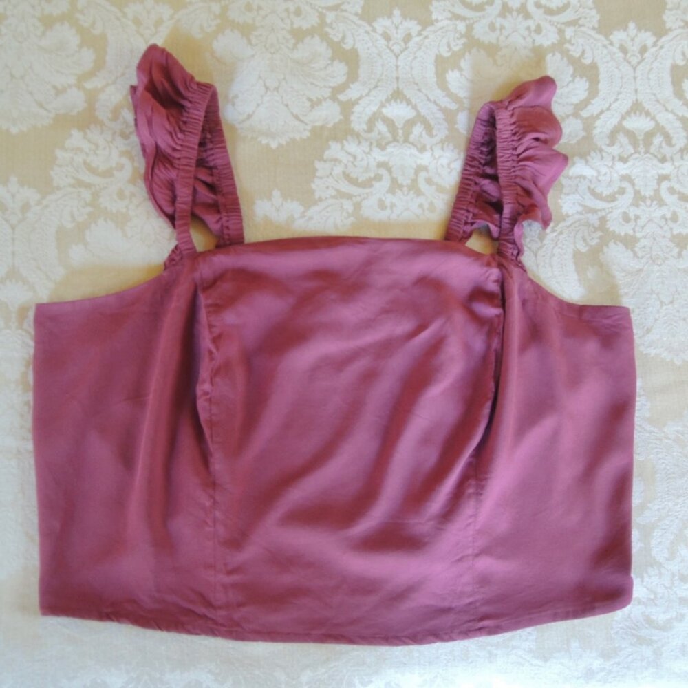 Torrid Burgundy Challis Smocked Ruffle Trim Crop Top 3X (3)
